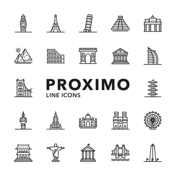 Tarihi Simgeler Modern Fütürist Satır Vektörü Simgeleri