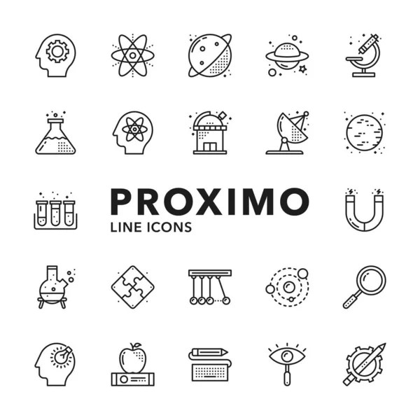 Araştırma ve Bilim Modern Fütürist Satır Vektörü Simgeleri