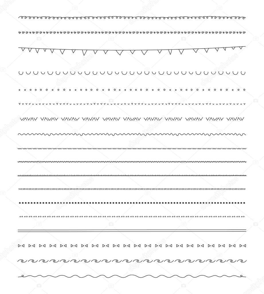 Hand Drawn Retro Vector Line Text Dividers