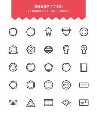 İnce Satır Rozetleri & Keskin Vektör Simgelerini Damgaladı