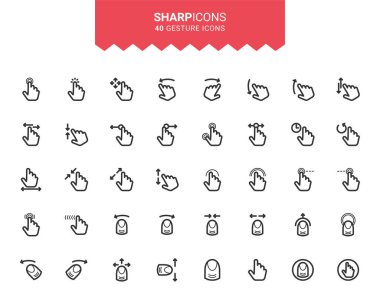 Minimalist İnce Çizgi Hareketi Keskin Vektör Simgeleri