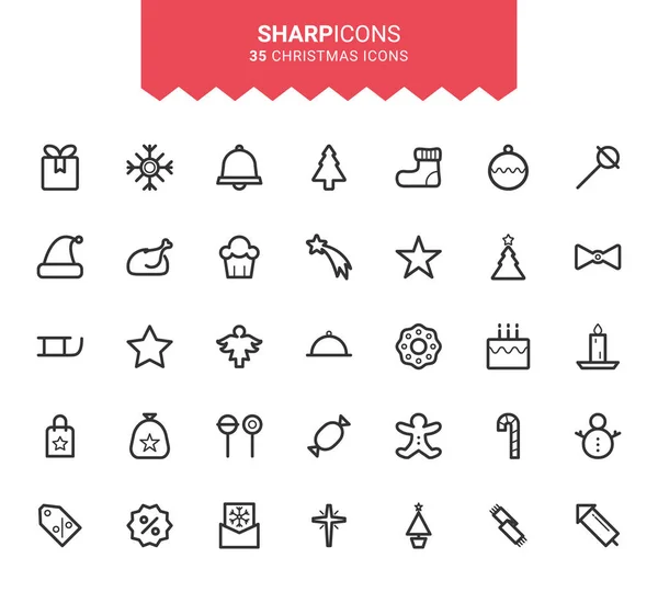 Minimalist İnce Hat Noel Keskin Vektör Simgeleri