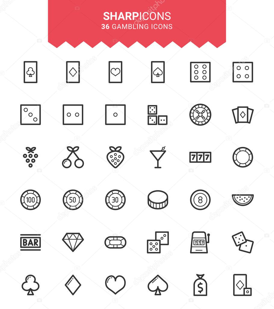 Minimalistic Thin Line Gambling Sharp Vector Icons