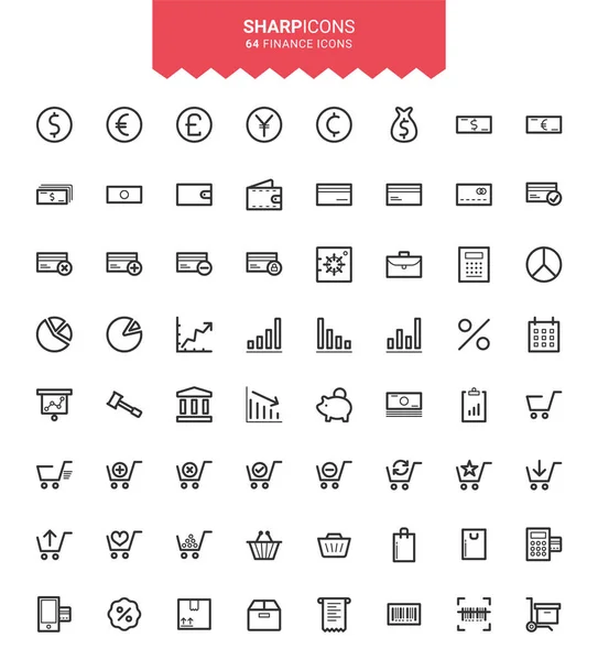 Minimalist İnce Satır Finansmanı ve Ekonomi Keskin Vektör Simgeleri
