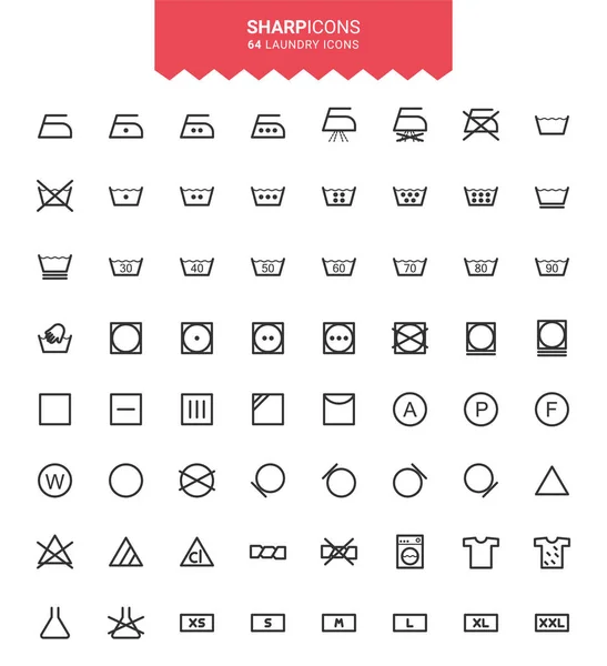 Minimalist İnce Çizgi Çamaşırhanesi Keskin Vektör Simgeleri