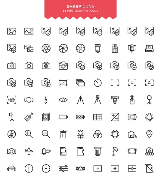 Asgari İnce Çizgi Fotoğraf Vektörü Simgeleri