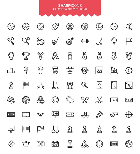 Minimalist ince çizgi keskin vektör simgeler spor