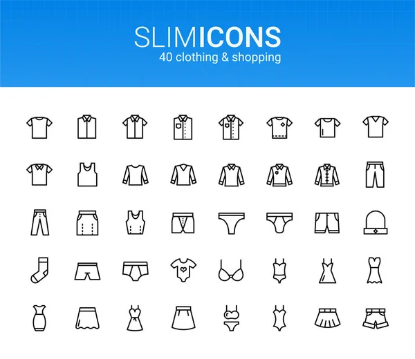 Minimalist İnce Çizgili Giysi ve Alışveriş Vektörü Simgeleri