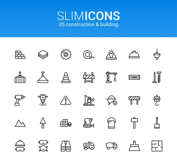 Minimalist Slim Line Construction Building Vector Icons — стоковий вектор