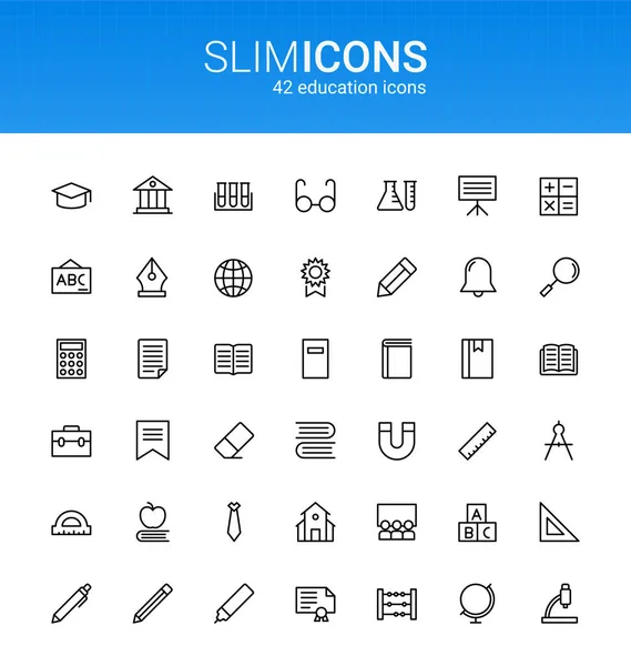 Мінімалістична Освітня Програма Slim Line Education Vector Icons — стоковий вектор