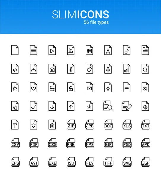 ベクトルアイコンの最小限のスリムラインファイルタイプ — ストックベクタ