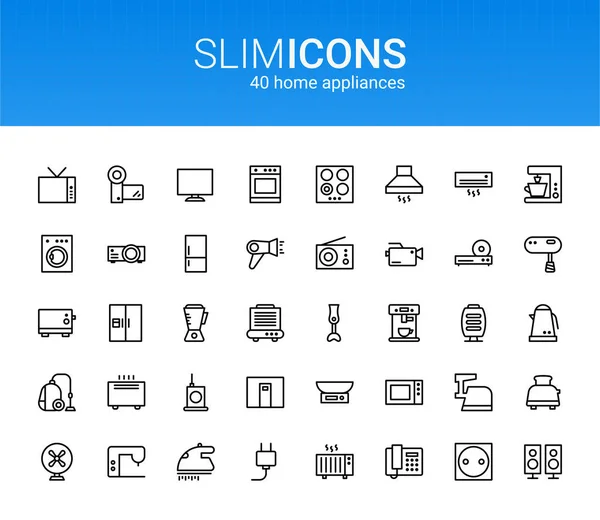 Minimalist İnce Hat Ev Aletleri Vektör Simgeleri