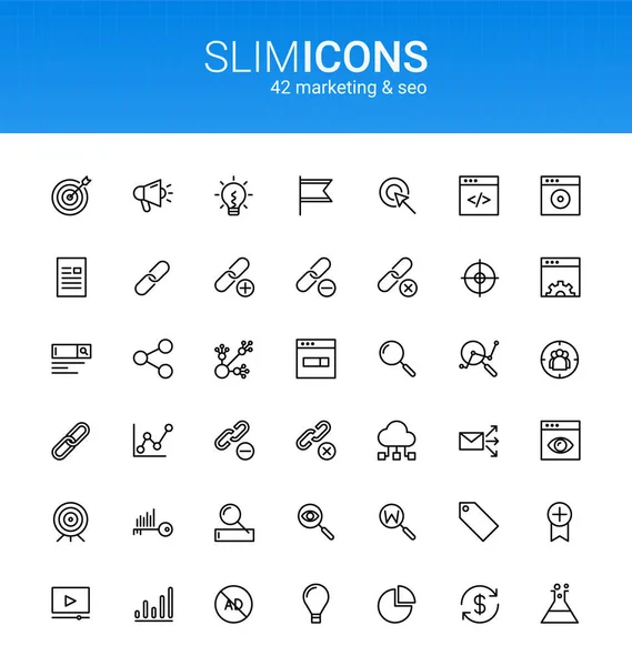 Minimalist Slim Line Marketing Seo Vector Icons — стоковий вектор