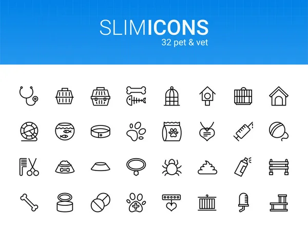 Minimalist Slim Line Pet Vector Icons — стоковий вектор