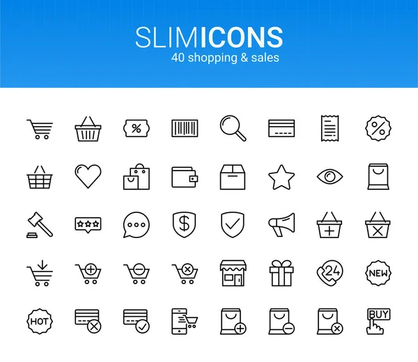 Minimalist İnce Hat Alışveriş ve Satış Vektörü Simgeleri