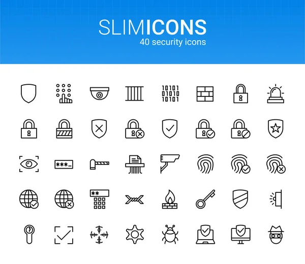Мінімалізм Slim Line Security Vector Icons — стоковий вектор