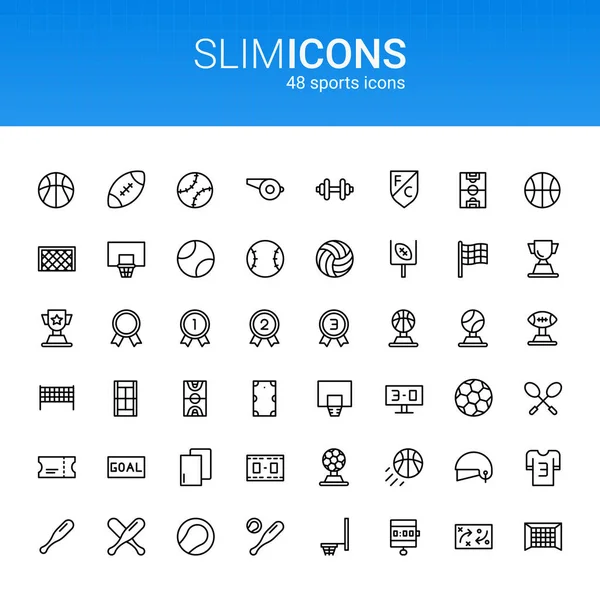 Мінімалізм Slim Line Sports Vector Icons — стоковий вектор