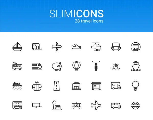 Мінімалізм Slim Line Travel Vector Icons — стоковий вектор