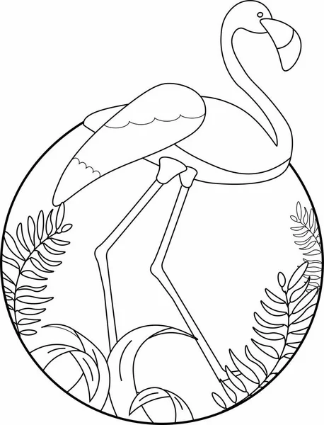 Flamingo in Dschungel Illustration. Vorlage für das Flamingo-Logo. — Stockvektor