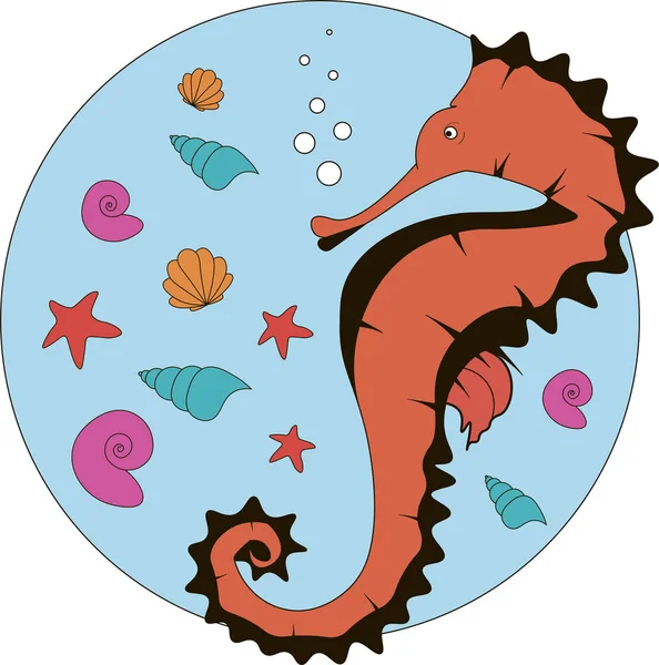 Seahorse in sea vector illustration. — Stock Vector