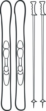 Kayak ve kayak direkleri. Kış aktiviteleri.