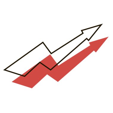 Kırmızı gölge simgesi ile grafik (yukarı ve sağ ok).