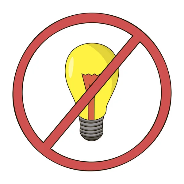 No light bulb allowed icon. Electricity or light is not working. — Stock Vector