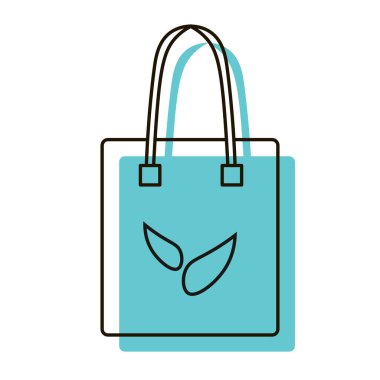 Yaprak ikonlu eko çanta. Tekrar kullanılabilir market torbası.