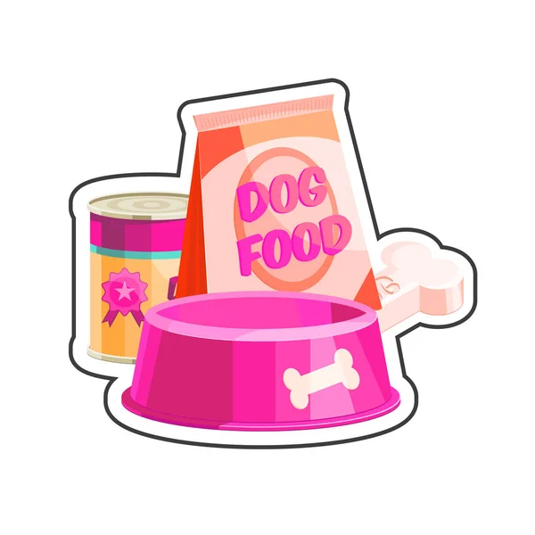 Dog food composition sticker — Stock Vector