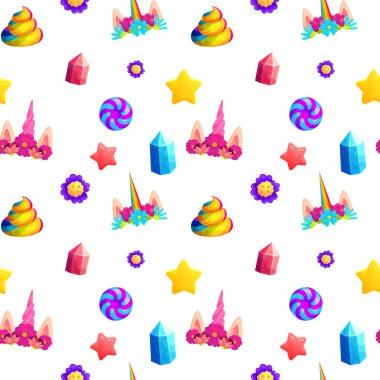 Tek boynuzlu at temalı kusursuz desen