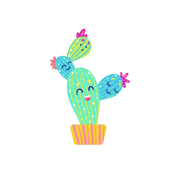 Funny cacti family stacking — Stock Vector