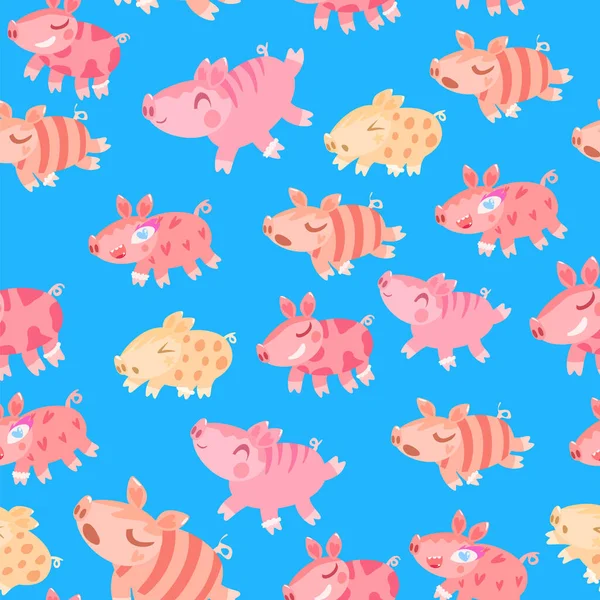재미있는 돼지의 솔기없는 무늬 — 스톡 벡터