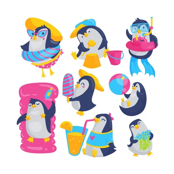 Beach party penguin set Royalty Free Stock Illustrations