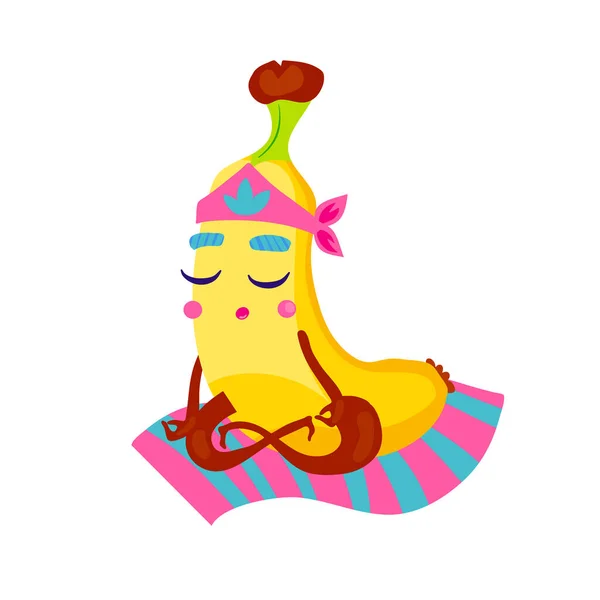 Yoga banane caractère séance d'entraînement — Image vectorielle
