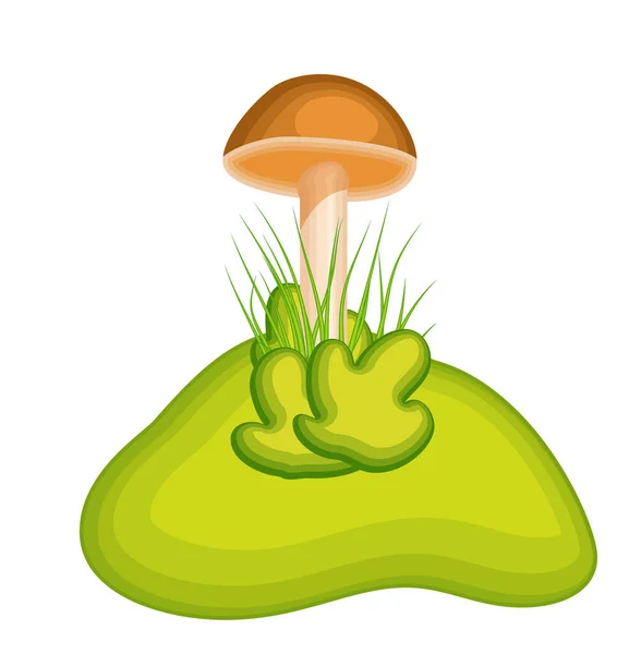 Cartoon mushroom with grass — Stock Vector