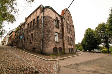 Vyborg, Rusya - Eylül, 10, 2017: Vyborg eski sokaklarında