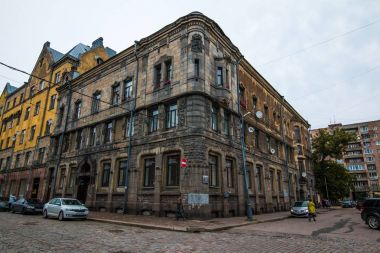 Vyborg, Rusya - Eylül, 10, 2017: Vyborg eski sokaklarında