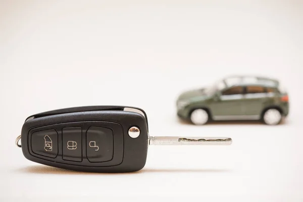 Car key, small car, money.