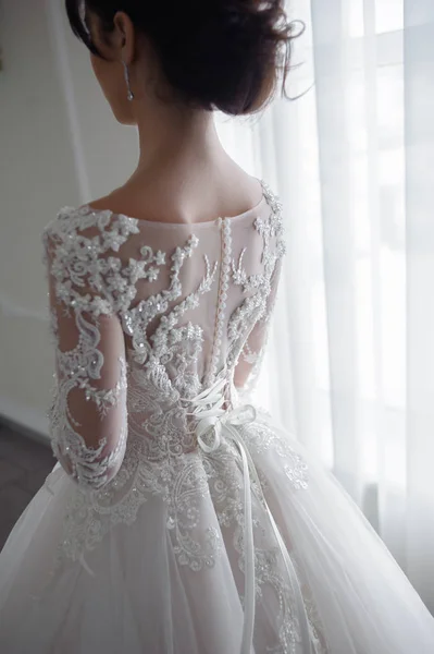 Bellissimo Ritratto Affascinante Sposa Abito Sposa Mattina Sposa — Foto Stock