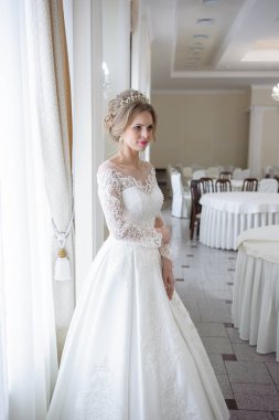 Güzel gelin düğün elbise beyaz iç