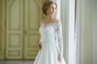 Güzel gelin düğün elbise beyaz iç