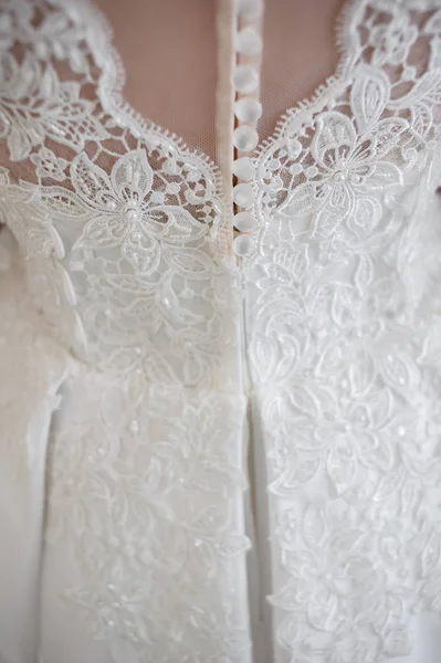 Όμορφη Νύφη Ένα Γαμήλιο Φόρεμα Λευκό Εσωτερικό — Φωτογραφία Αρχείου