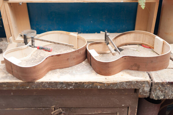 factory for the production of bent wood products. Tools for processing and gluing. Manufacture of guitars and stringed musical instruments.
