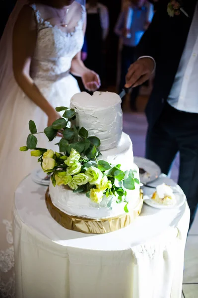 Весільний Торт Молодят Цукерки Бар Весільному Столі — стокове фото