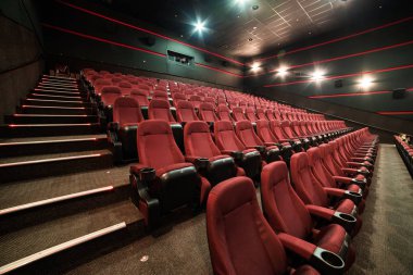 The cinema house. Inside. Mock up. cinema theatre before morning presentation clipart