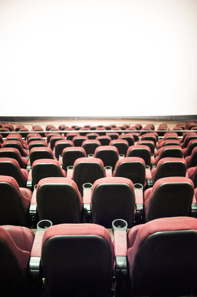 The cinema house. Inside. Mock up. cinema theatre before morning presentation