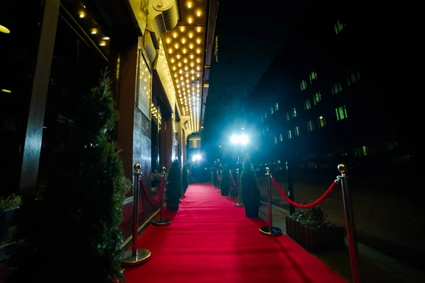 Red carpet at an exclusive event. Award ceremony red carpet Festive event or celebrity entrance concept.