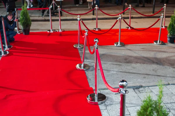 Red carpet at an exclusive event. Award ceremony red carpet Festive event or celebrity entrance concept.