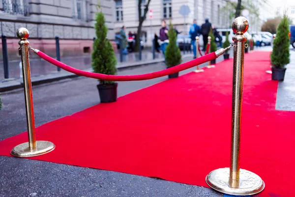 Red carpet at an exclusive event. Award ceremony red carpet Festive event or celebrity entrance concept.