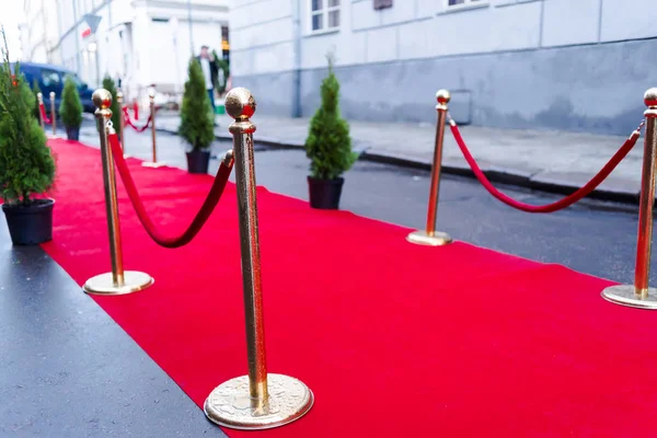 Red carpet at an exclusive event. Award ceremony red carpet Festive event or celebrity entrance concept.